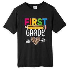 First Grade Leopard Pencil First Day School 1St Grade Crew Gift Tall Fusion ChromaSoft Performance T-Shirt