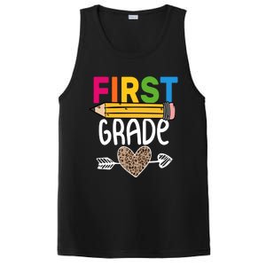 First Grade Leopard Pencil First Day School 1St Grade Crew Gift PosiCharge Competitor Tank