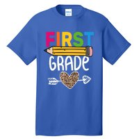 First Grade Leopard Pencil First Day School 1St Grade Crew Gift Tall T-Shirt