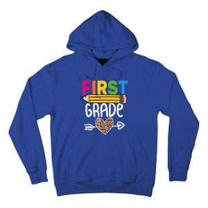 First Grade Leopard Pencil First Day School 1St Grade Crew Gift Tall Hoodie