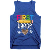 First Grade Leopard Pencil First Day School 1St Grade Crew Gift Tank Top