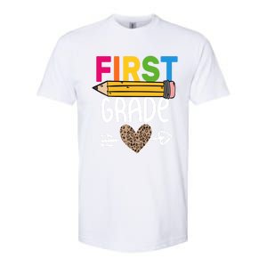 First Grade Leopard Pencil First Day School 1St Grade Crew Gift Softstyle CVC T-Shirt