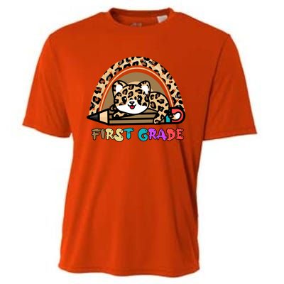 First Grade Leopard Rainbow Teacher 1St Grade Meaningful Gift Cooling Performance Crew T-Shirt