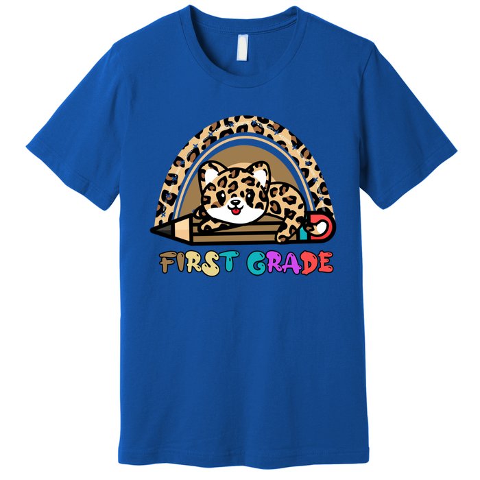 First Grade Leopard Rainbow Teacher 1St Grade Meaningful Gift Premium T-Shirt