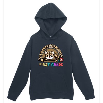 First Grade Leopard Rainbow Teacher 1St Grade Meaningful Gift Urban Pullover Hoodie