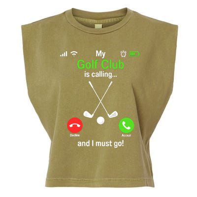 Funny Golfing My Golf Club Is Calling Golf Player Golfers Garment-Dyed Women's Muscle Tee