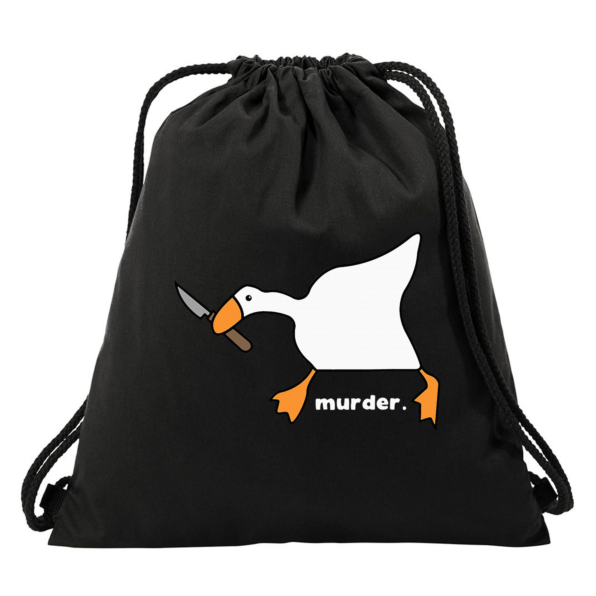 Funny Goose Murder Drawstring Bag