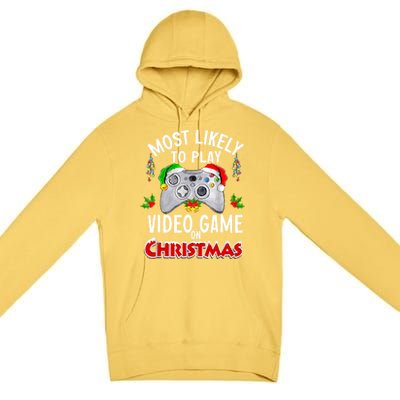 Funny Gamer Most Likely To Play Video Games On Christmas Premium Pullover Hoodie