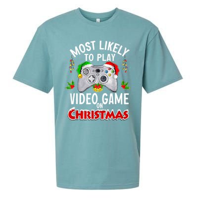 Funny Gamer Most Likely To Play Video Games On Christmas Sueded Cloud Jersey T-Shirt