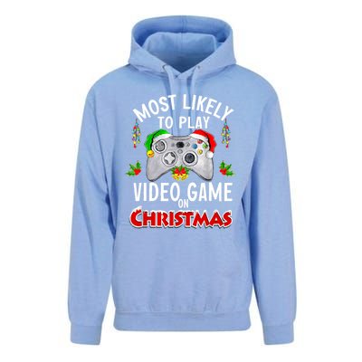 Funny Gamer Most Likely To Play Video Games On Christmas Unisex Surf Hoodie