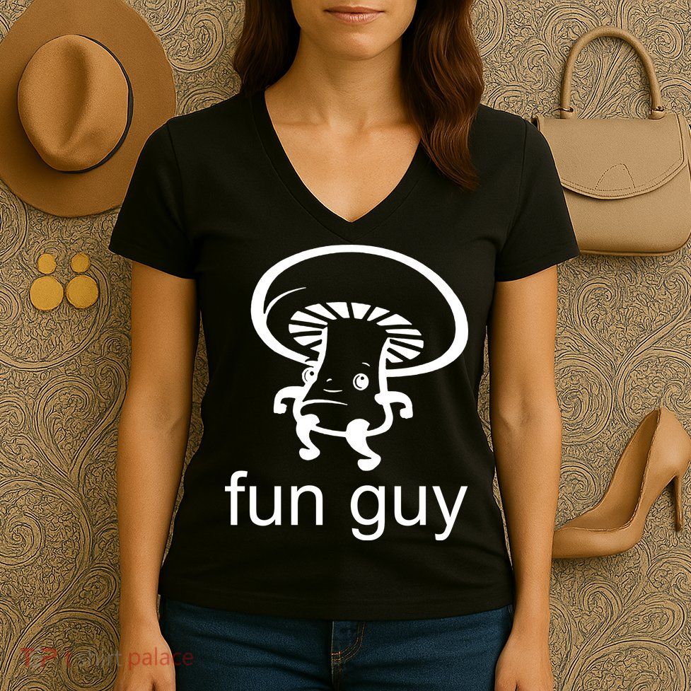 Fun Guy Mushroom Funny Women's V-Neck T-Shirt