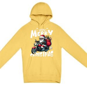 Funny Gift Merry Christmas Xmas Santa Motorcycle Biker Premium Pullover Hoodie