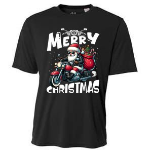 Funny Gift Merry Christmas Xmas Santa Motorcycle Biker Cooling Performance Crew T-Shirt