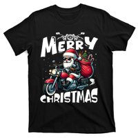 Funny Gift Merry Christmas Xmas Santa Motorcycle Biker T-Shirt