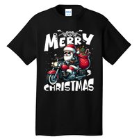 Funny Gift Merry Christmas Xmas Santa Motorcycle Biker Tall T-Shirt