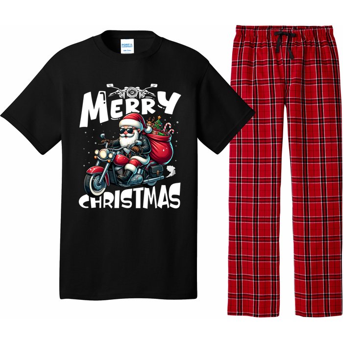 Funny Gift Merry Christmas Xmas Santa Motorcycle Biker Pajama Set