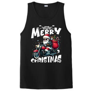 Funny Gift Merry Christmas Xmas Santa Motorcycle Biker PosiCharge Competitor Tank