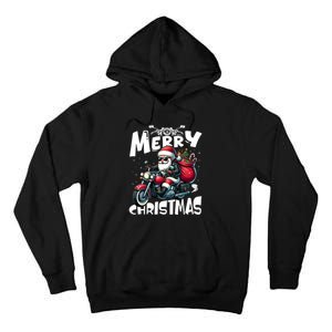 Funny Gift Merry Christmas Xmas Santa Motorcycle Biker Tall Hoodie