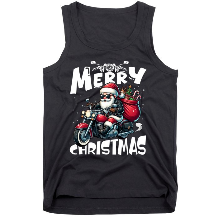 Funny Gift Merry Christmas Xmas Santa Motorcycle Biker Tank Top