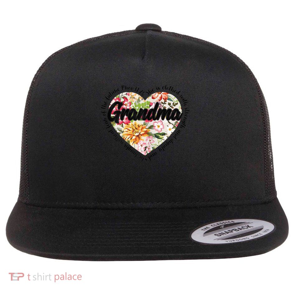 Floral Grandma Mothers Day Christian Bible Verse Flat Bill Trucker Hat