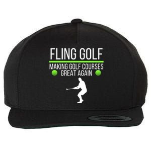 Fling Golf Making Golf Courses Great Again Retro Fling Golf Funny Fling Golf Wool Snapback Cap