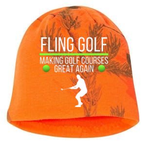 Fling Golf Making Golf Courses Great Again Retro Fling Golf Funny Fling Golf Kati - Camo Knit Beanie