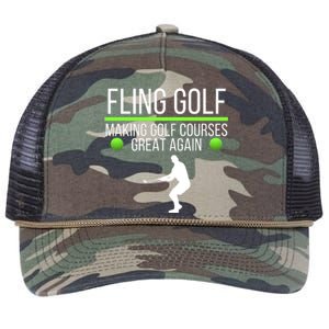 Fling Golf Making Golf Courses Great Again Retro Fling Golf Funny Fling Golf Retro Rope Trucker Hat Cap