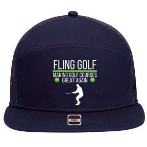 Fling Golf Making Golf Courses Great Again Retro Fling Golf Funny Fling Golf 7 Panel Mesh Trucker Snapback Hat