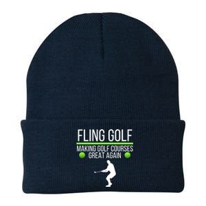 Fling Golf Making Golf Courses Great Again Retro Fling Golf Funny Fling Golf Knit Cap Winter Beanie