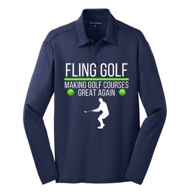 Fling Golf Making Golf Courses Great Again Retro Fling Golf Funny Fling Golf Silk Touch Performance Long Sleeve Polo