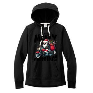 Funny Gift Merry Christmas Xmas Santa Motorcycle Biker Women's Fleece Hoodie