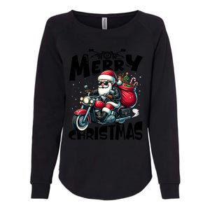 Funny Gift Merry Christmas Xmas Santa Motorcycle Biker Womens California Wash Sweatshirt