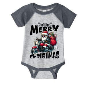 Funny Gift Merry Christmas Xmas Santa Motorcycle Biker Infant Baby Jersey Bodysuit