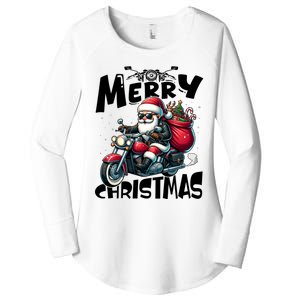 Funny Gift Merry Christmas Xmas Santa Motorcycle Biker Women's Perfect Tri Tunic Long Sleeve Shirt