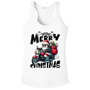 Funny Gift Merry Christmas Xmas Santa Motorcycle Biker Ladies PosiCharge Competitor Racerback Tank