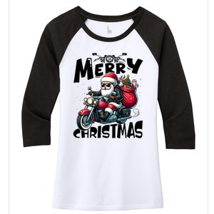 Funny Gift Merry Christmas Xmas Santa Motorcycle Biker Women's Tri-Blend 3/4-Sleeve Raglan Shirt