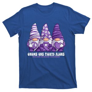 Funny Gnomies Migraine Headache Awareness Purple Ribbon Gift T-Shirt