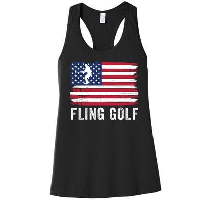 Fling Golf Making Golf Courses Great Again Funny Fling Golf Fun New Golf Game Women's Racerback Tank