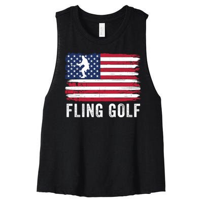 Fling Golf Making Golf Courses Great Again Funny Fling Golf Fun New Golf Game Women's Racerback Cropped Tank