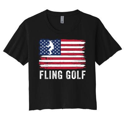 Fling Golf Making Golf Courses Great Again Funny Fling Golf Fun New Golf Game Women's Crop Top Tee