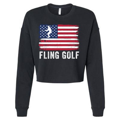Fling Golf Making Golf Courses Great Again Funny Fling Golf Fun New Golf Game Cropped Pullover Crew