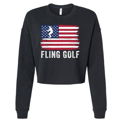 Fling Golf Making Golf Courses Great Again Funny Fling Golf Fun New Golf Game Cropped Pullover Crew