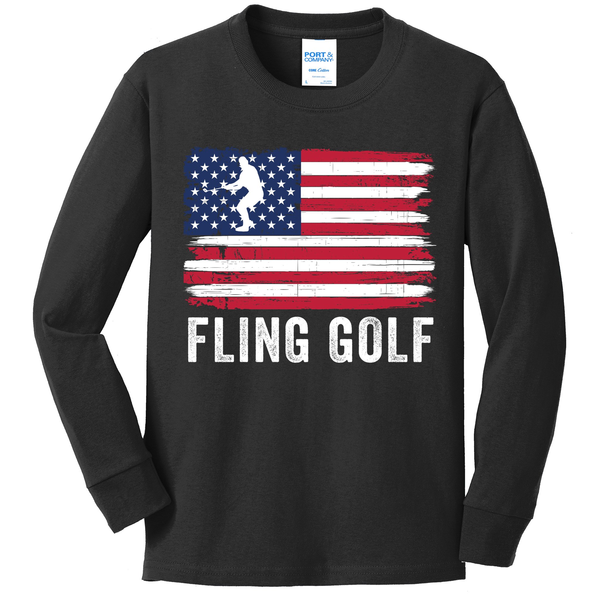 Fling Golf Making Golf Courses Great Again Funny Fling Golf Fun New Golf Game Kids Long Sleeve Shirt