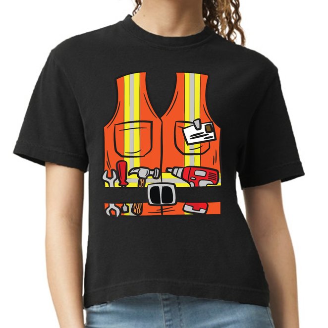 Funny Group Matching Halloween Construction Worker Costume Comfort Colors Boxy T-Shirt