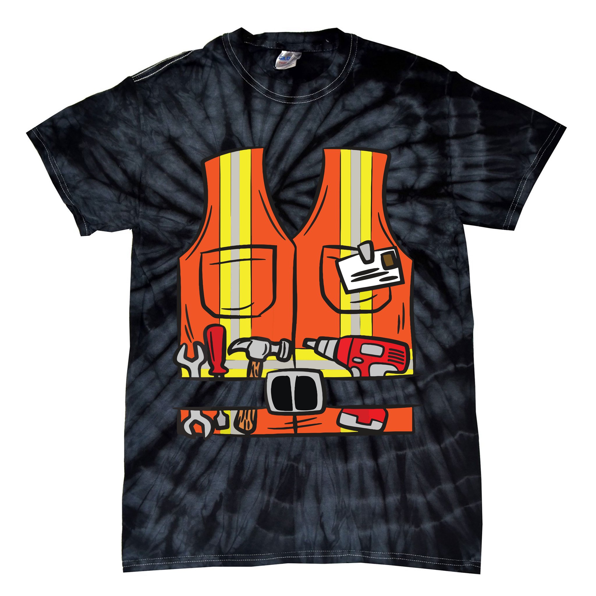 Funny Group Matching Halloween Construction Worker Costume Tie-Dye T-Shirt