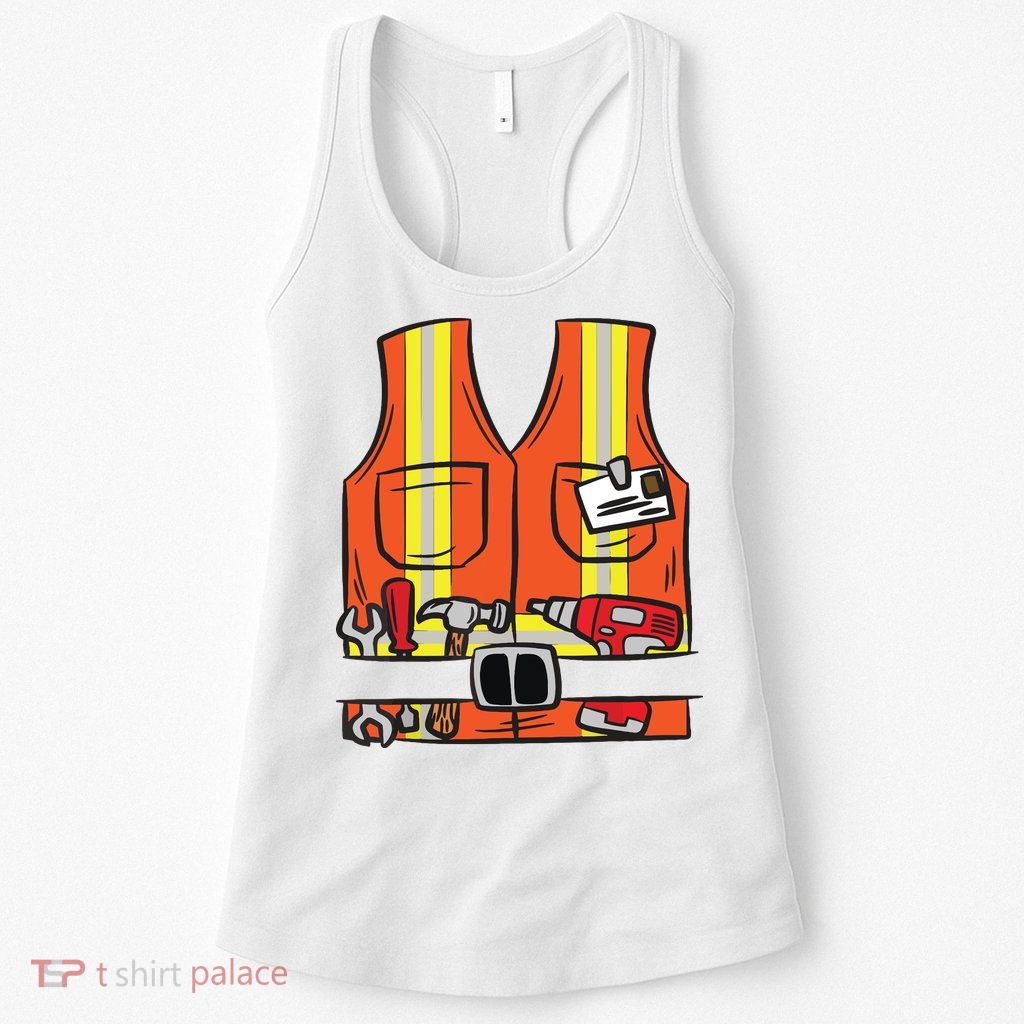 Funny Group Matching Halloween Construction Worker Costume Womens Tank Top