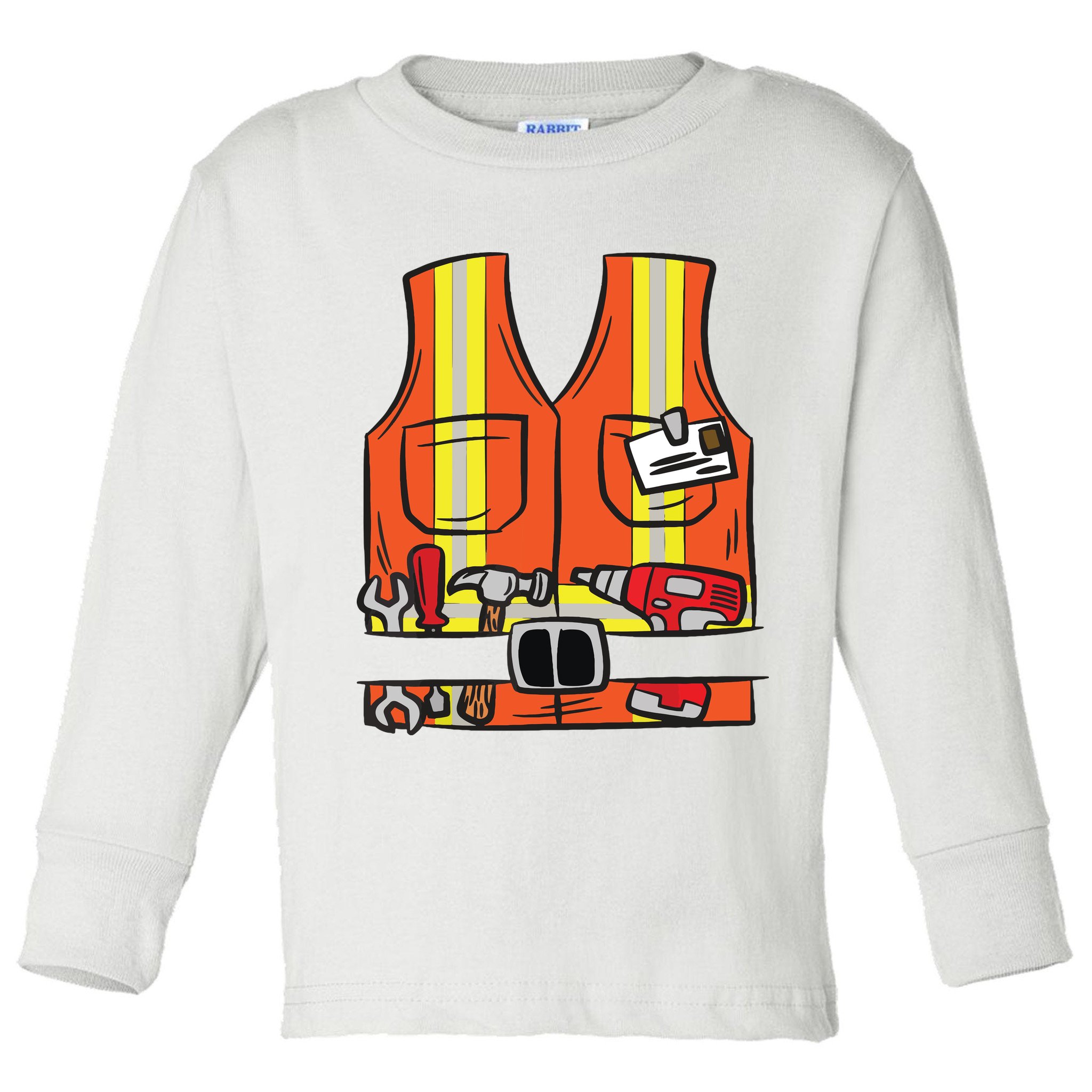 Funny Group Matching Halloween Construction Worker Costume Toddler Long Sleeve Shirt