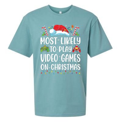 Funny Gamer Most Likely To Play Video Games On Christmas Sueded Cloud Jersey T-Shirt