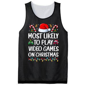 Funny Gamer Most Likely To Play Video Games On Christmas Mesh Reversible Basketball Jersey Tank