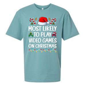 Funny Gamer Most Likely To Play Video Games On Christmas Sueded Cloud Jersey T-Shirt